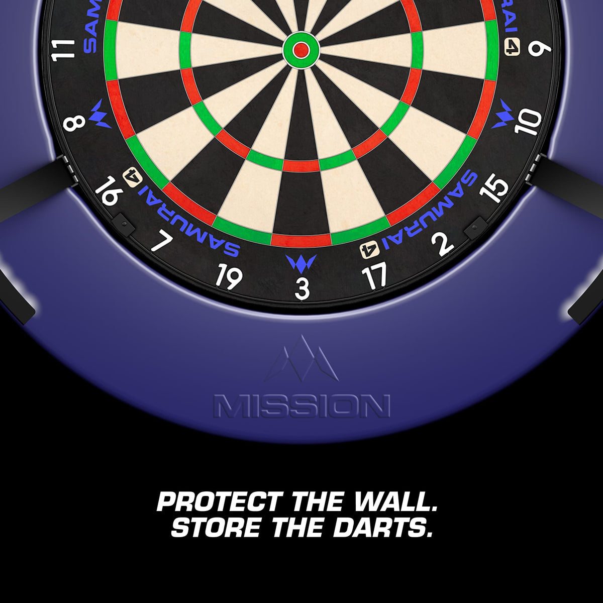 Mission Dartboard Surround - Logo - Built in Dart Holder