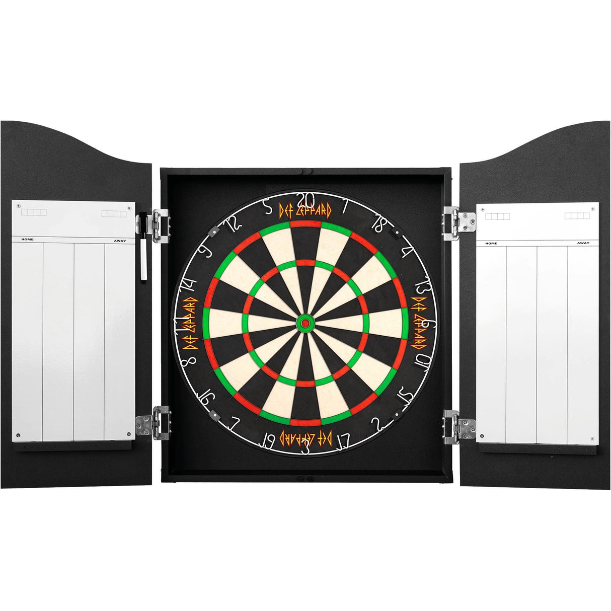 Def Leppard Dartboard Cabinet - Official Licensed - C2 - Premium White - Union Jack