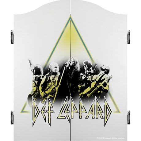 Def Leppard Dartboard Cabinet - Official Licensed - C5 - Premium White - Green Triangle