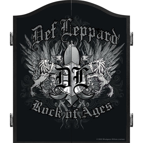 Def Leppard Dartboard Cabinet - Official Licensed - C7 - Premium Black - Rock of Ages