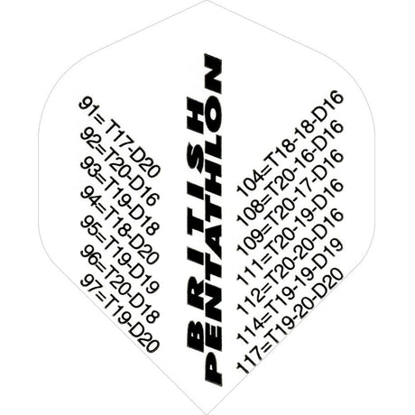 *Pentathlon Dart Flights - Extra Strong - Std - White Checkouts