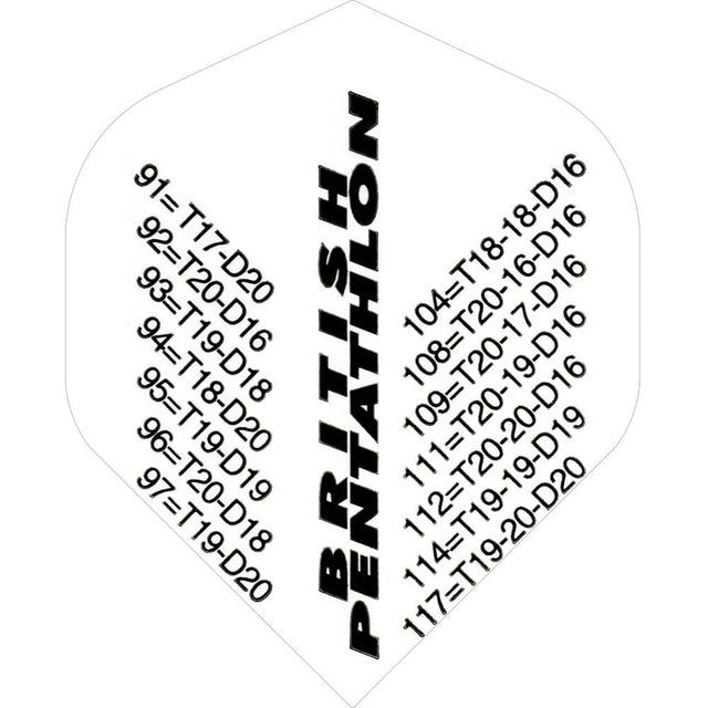 *Pentathlon Dart Flights - Extra Strong - Std - White Checkouts