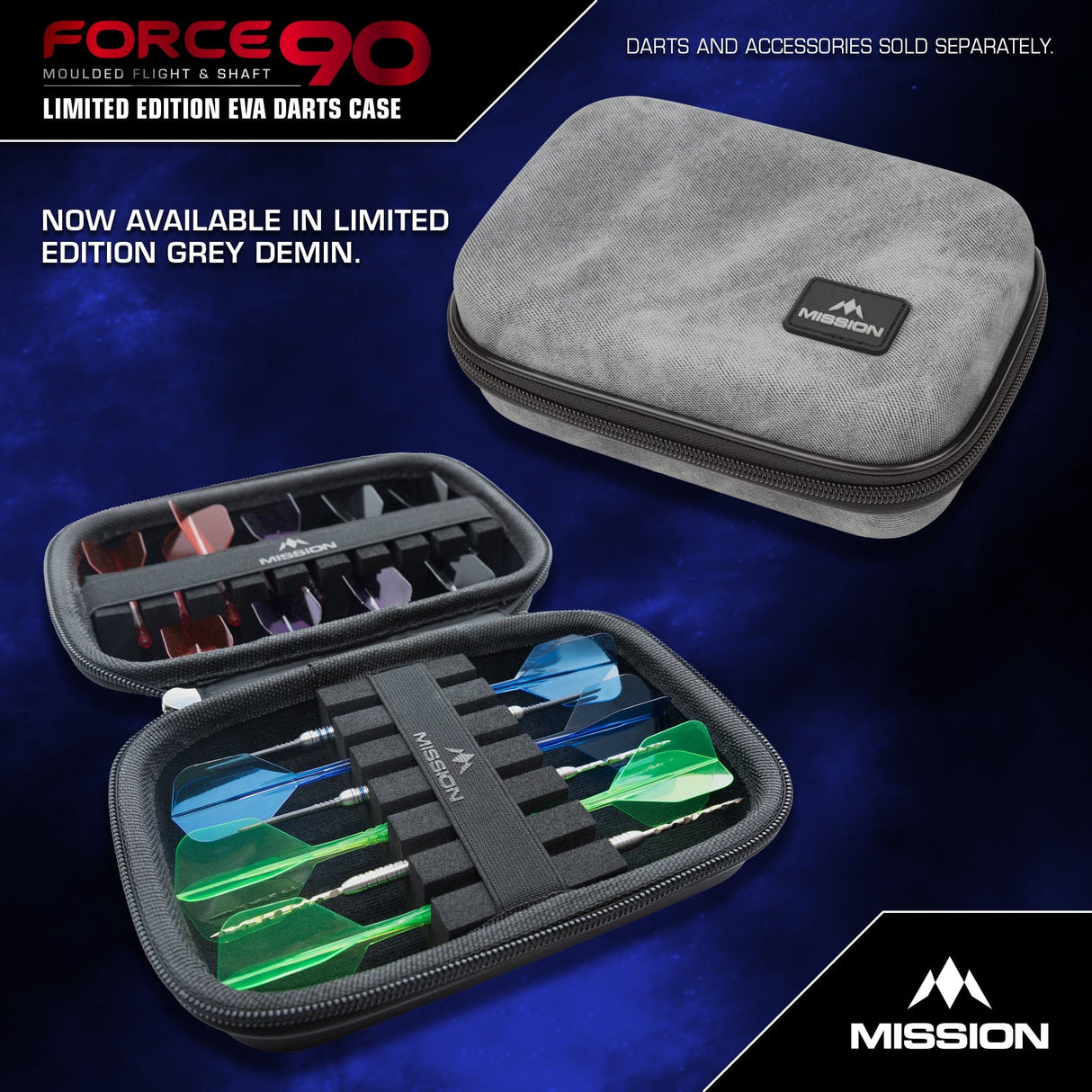 Mission Force 90 Dart Case - EVA Moulded Wallet - Limited Edition - Large - Grey Denim
