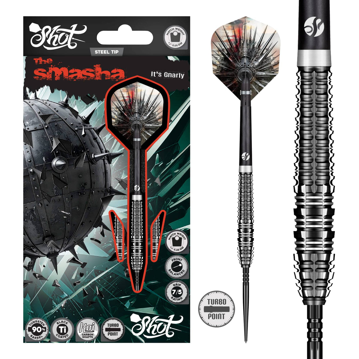 Shot Gnarly TP Darts - Steel Tip - 90% Tungsten - Smasha
