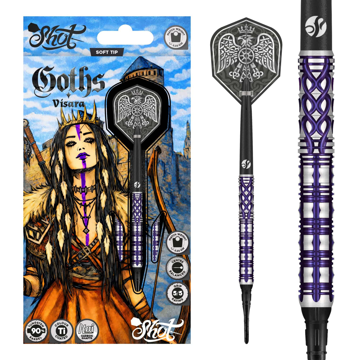 Shot Goths Darts -Soft Tip - 90% Tungsten - Visara 20g