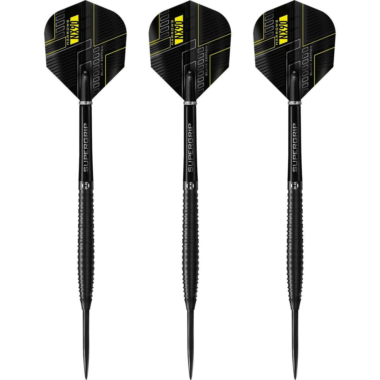 Harrows NX90 Black Darts - Steel Tip - Ringed