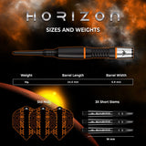 Mission Horizon Darts - Soft Tip - 95% Tungsten - Black PVD & Orange - 18g