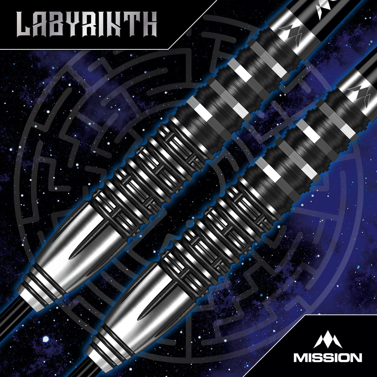 Mission Labyrinth Darts - Steel Tip - 90% Tungsten - Black PVD