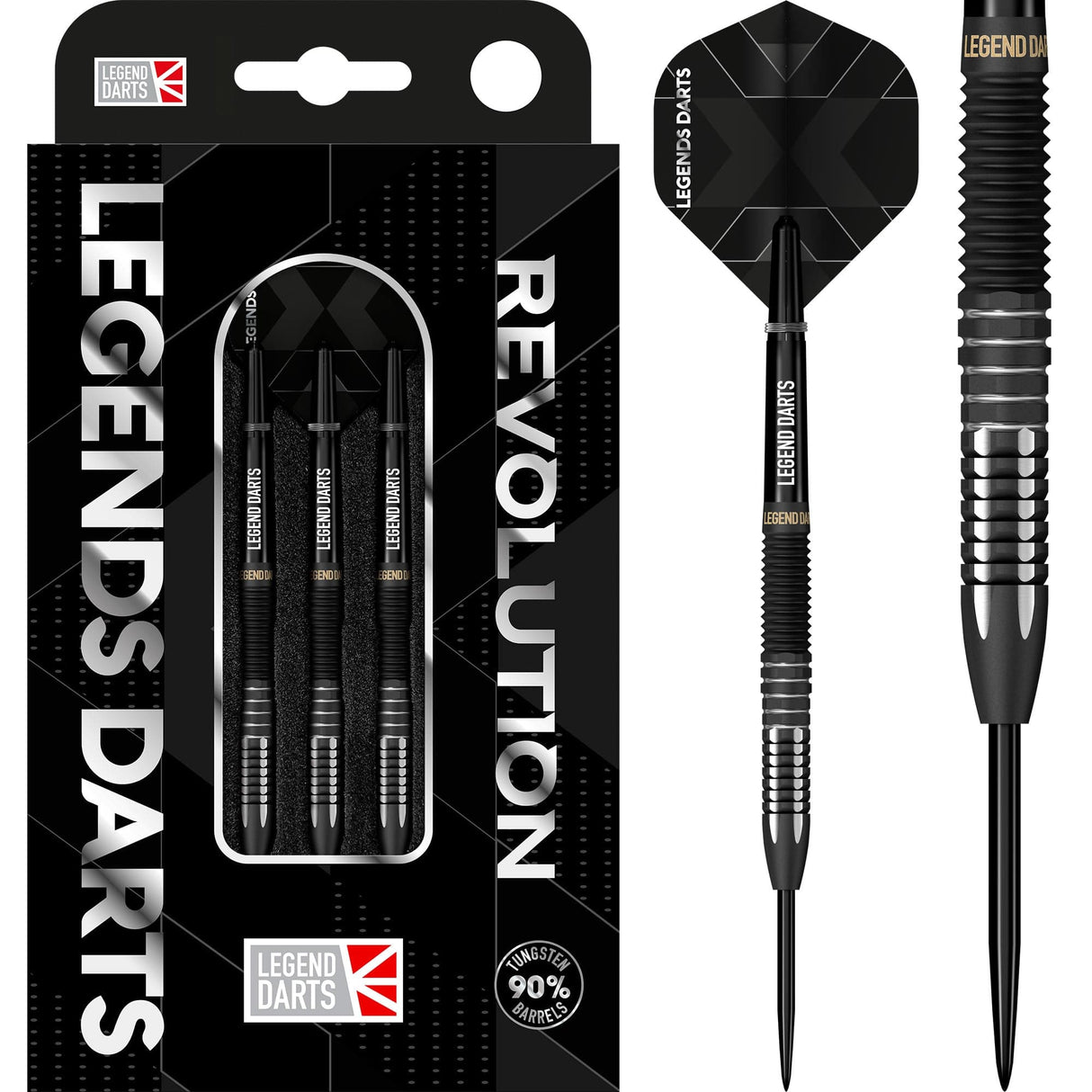 Legend Darts - Steel Tip - Revolution Series - B18 - Black - Straight Multi Cut
