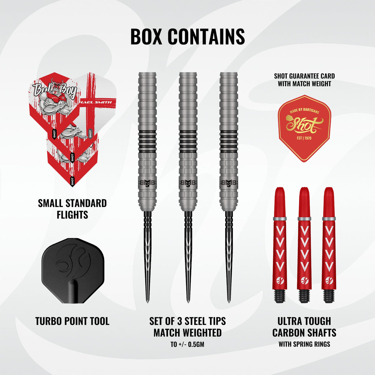 Shot Michael Smith Darts - Steel Tip - 90% Tungsten - Series 2