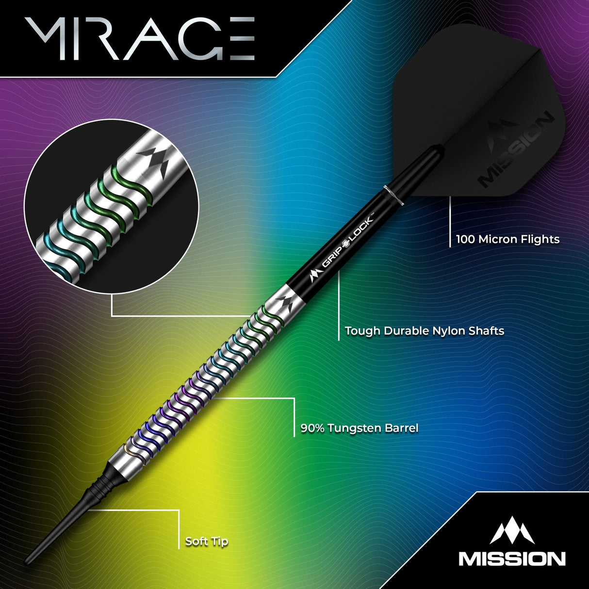 Mission Mirage Darts - Soft Tip - 90% Tungsten 20g
