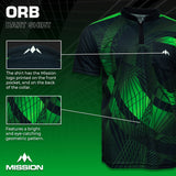 Mission Darts Orb Dart Shirt - Collarless - Lightweight - Black & Green - Youth
