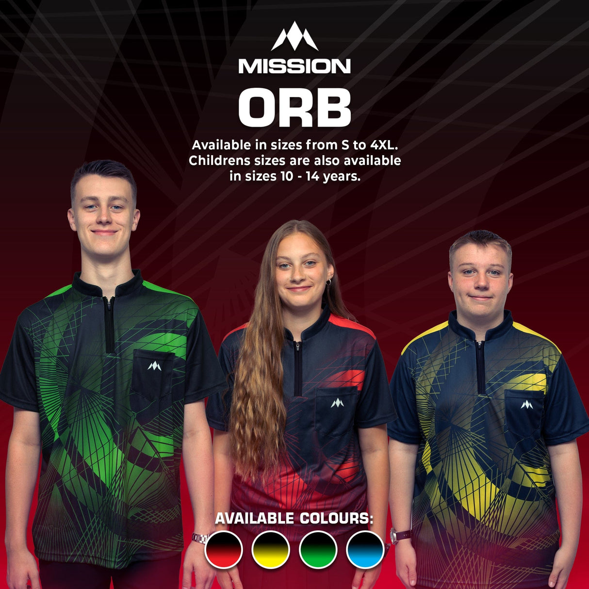 Mission Darts Orb Dart Shirt - Collarless - Lightweight - Black & Red