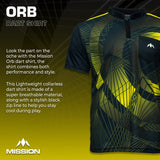 Mission Darts Orb Dart Shirt - Collarless - Lightweight - Black & Yellow - Youth