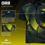 Mission Darts Orb Dart Shirt - Collarless - Lightweight - Black & Yellow - Youth