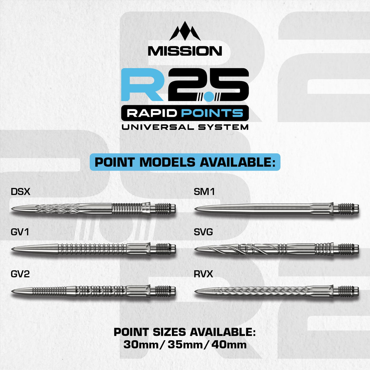 Mission R2.5 Rapid Dart Points - Steel Tip - SM1