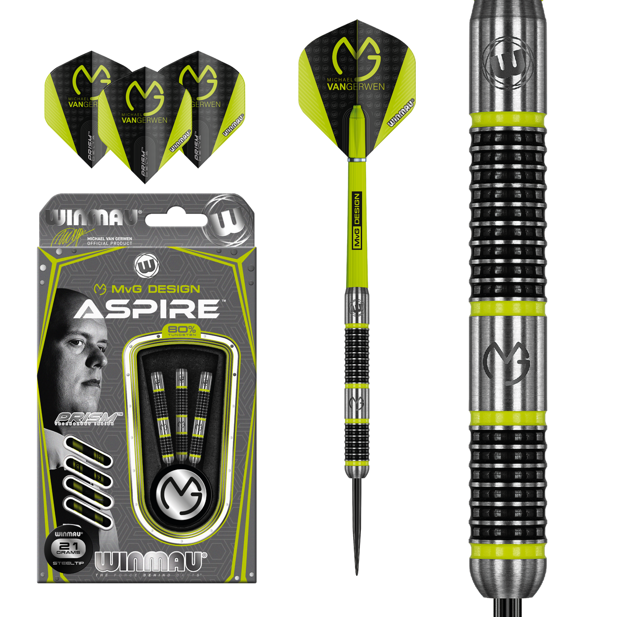 Winmau Michael van Gerwen Darts - Steel Tip - 90% Tungsten - Aspire
