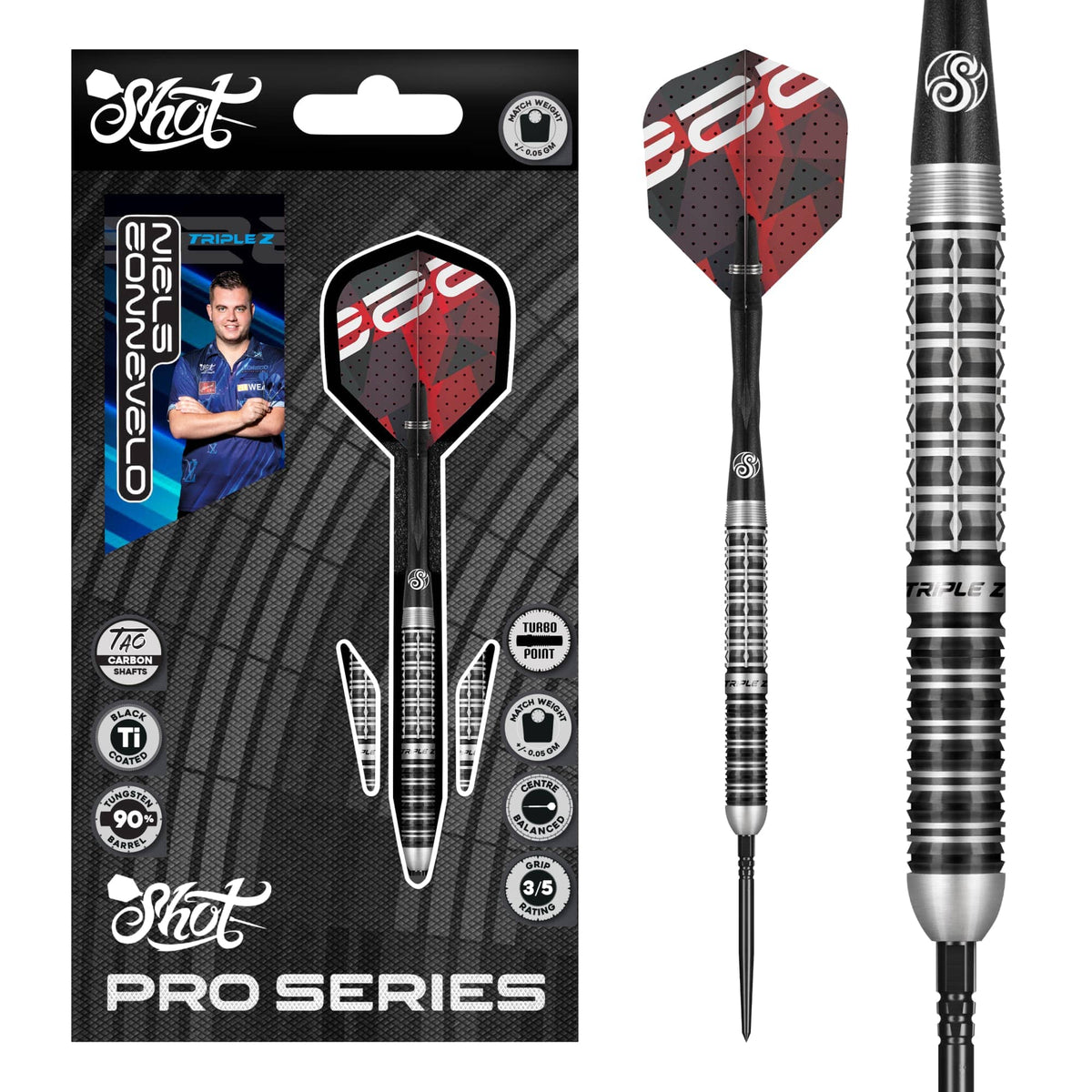 Shot Pro Series TP Darts - Steel Tip - 90% Tungsten - Niels Zonneveld 2.0
