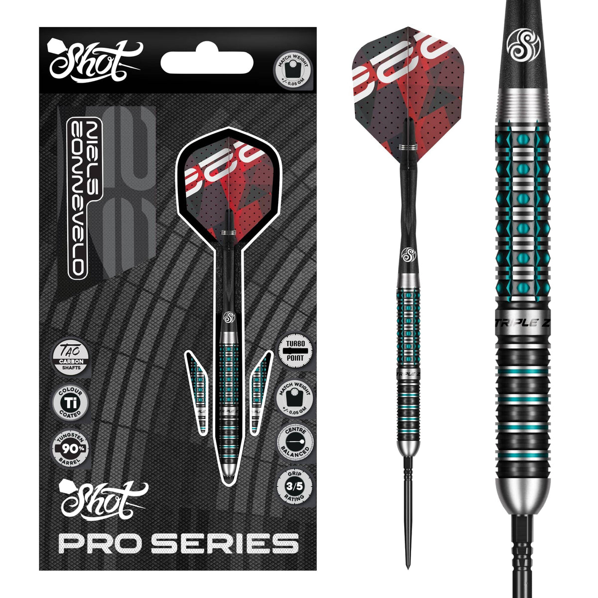 Shot Pro Series TP Darts - Steel Tip - 90% Tungsten - Niels Zonneveld 23g