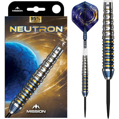 Mission Neutron Darts - Steel Tip - 95% Tungsten - Blue & Gold PVD