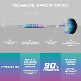 Precise 180 Northern Lights Darts - Steel Tip - 90% Tungsten