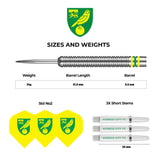 Norwich City FC - Official Licensed - The Canaries - Steel Tip Darts - Tungsten - 24g