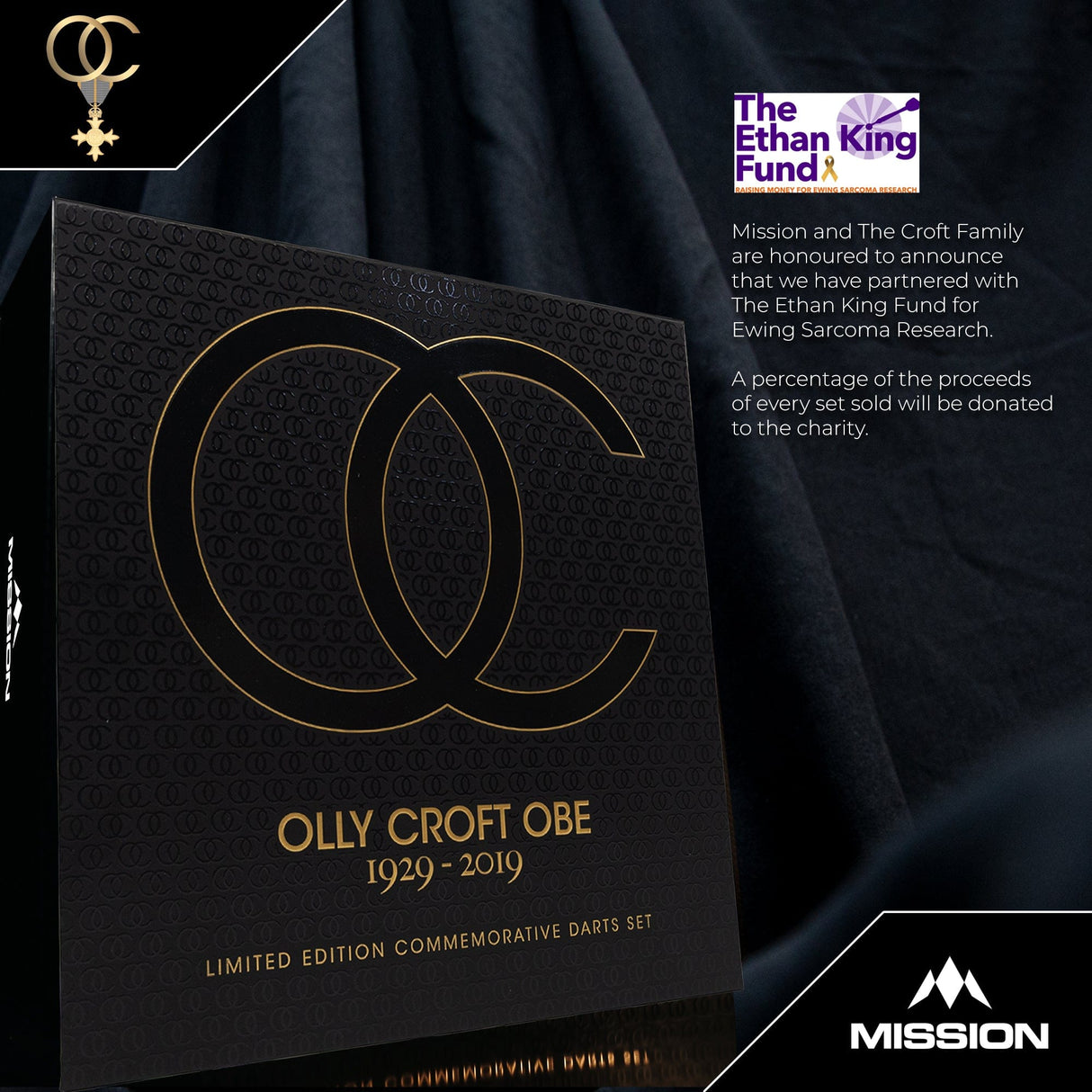 Mission Olly Croft OBE Darts - Steel Tip - 95% Tungsten - Limited Edition 24g