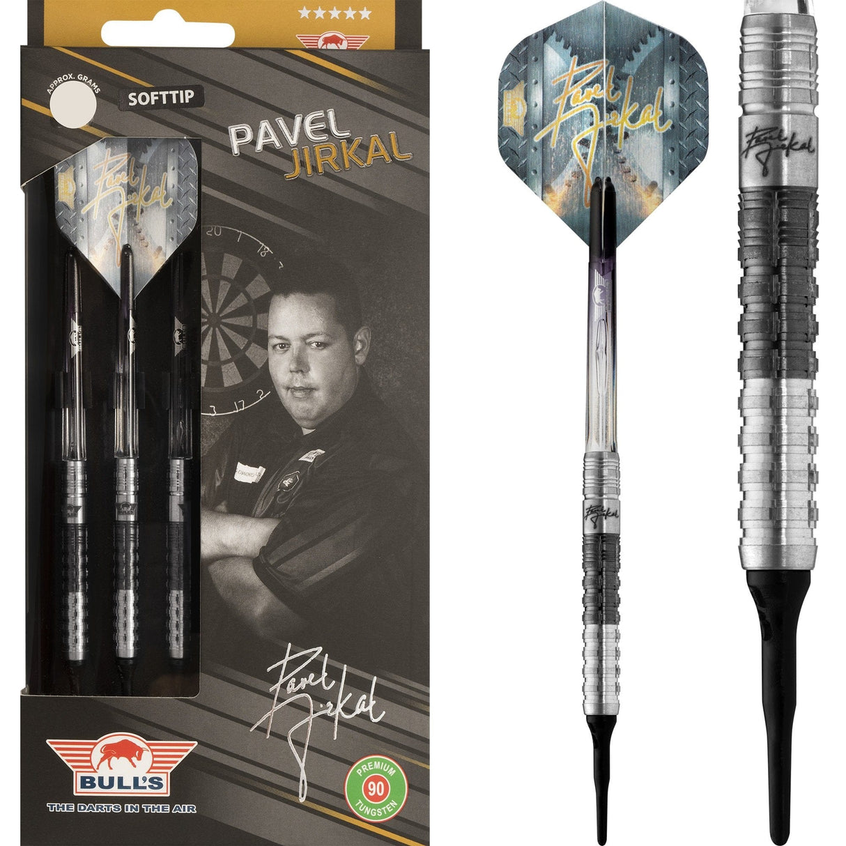 *Bulls Pavel Jirkal Darts - Soft Tip - 90 - Black Titanium 18g