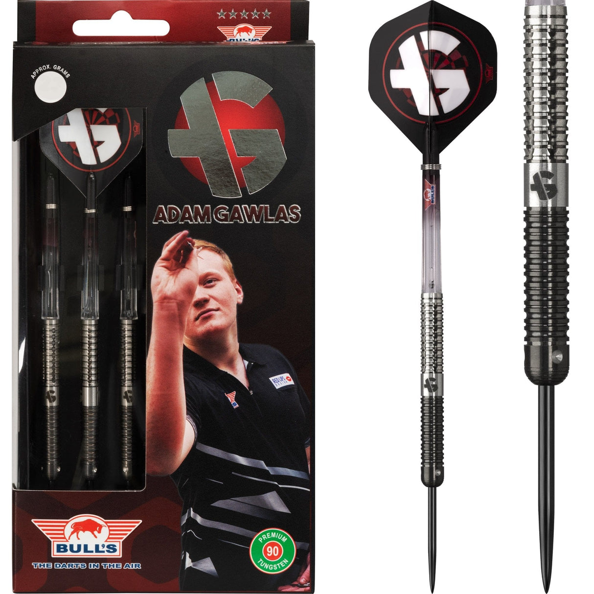 *Bulls Adam Gawlas Darts - Steel Tip - Black & Silver 21g