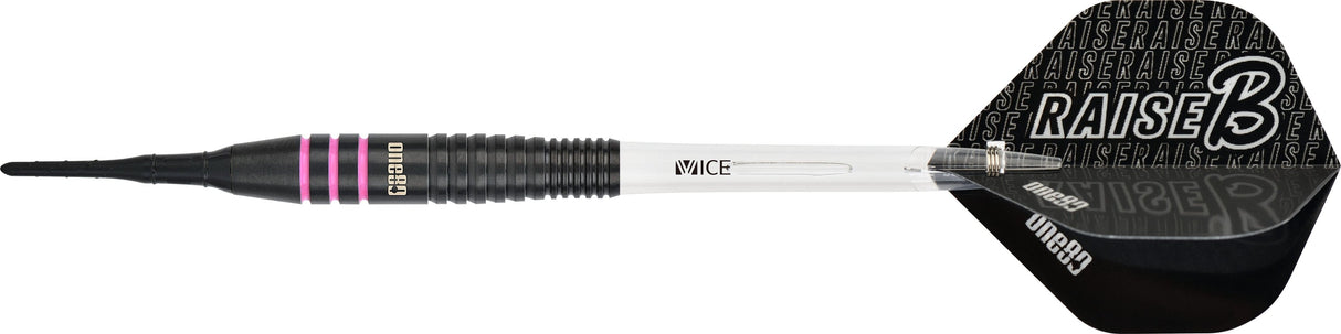 One80 Raise B Darts - Soft Tip - Black - Pink Rings 18g