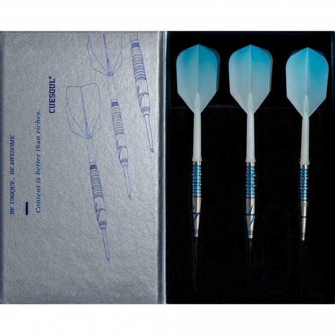 *Cuesoul - Soft Tip Tungsten Darts - Blue Gem Stone - Oil Paint Finish 20g