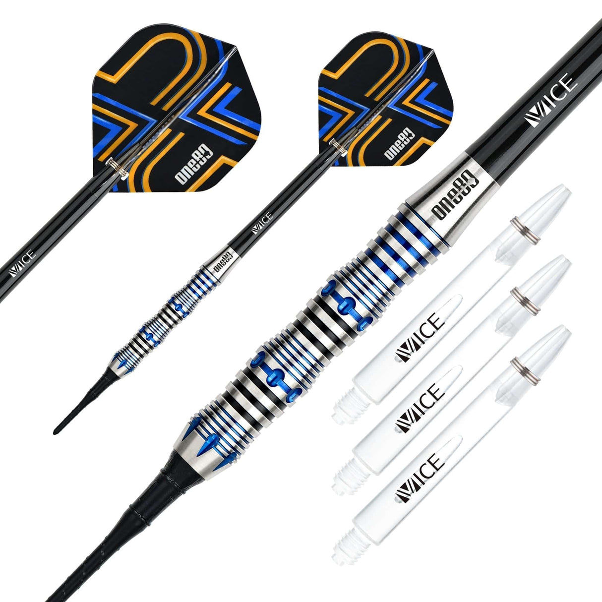 *One80 Ascent Darts - Soft Tip - S02 - Black & Blue