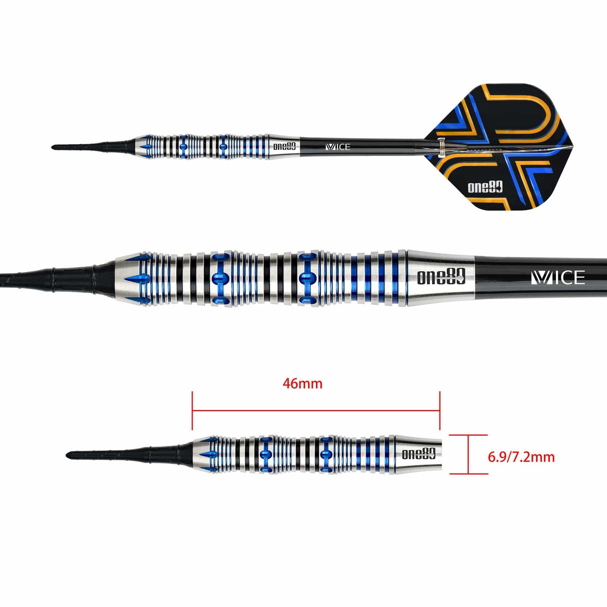*One80 Ascent Darts - Soft Tip - S02 - Black & Blue