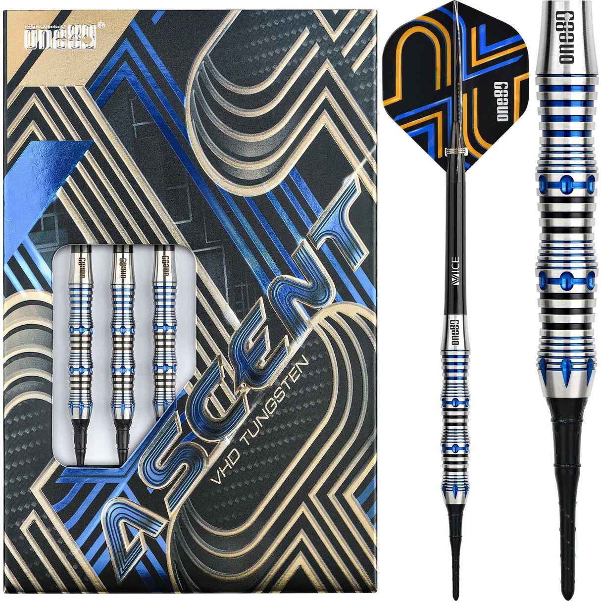 *One80 Ascent Darts - Soft Tip - S02 - Black & Blue 18g
