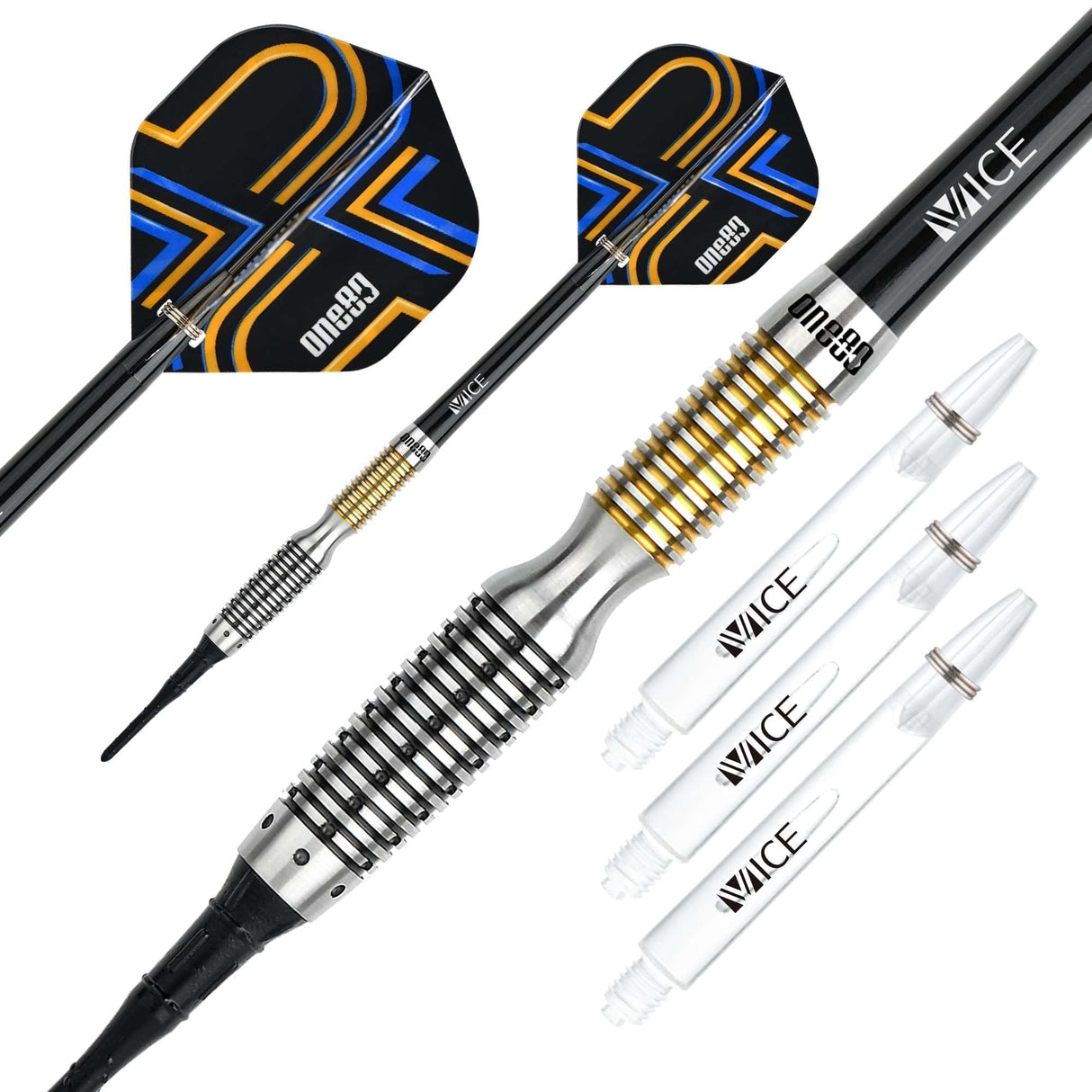*One80 Ascent Darts - Soft Tip - S03 - Black & Gold