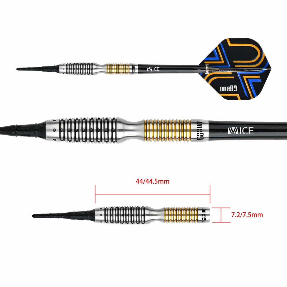 *One80 Ascent Darts - Soft Tip - S03 - Black & Gold