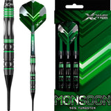 *XQMax Monsoon Darts - Soft Tip Tungsten - Black - Green Grooves 18g