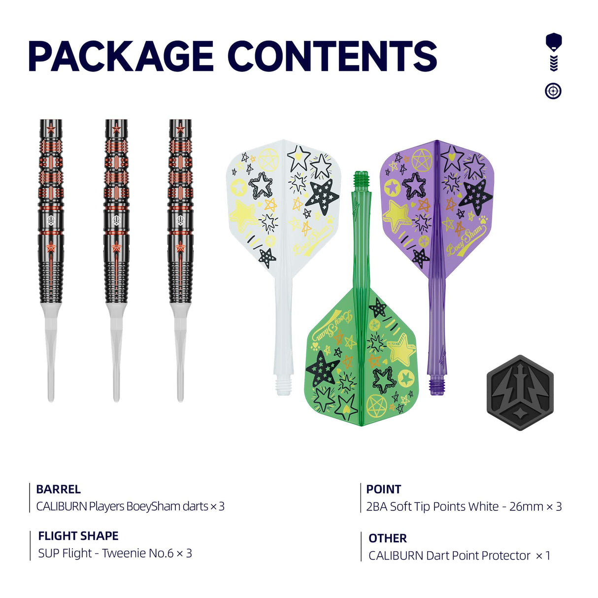 Caliburn Players Darts - Soft Tip - 90% Tungsten - Boeysham 19g