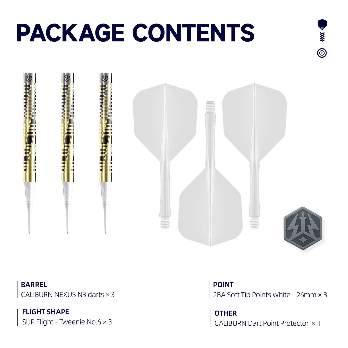 Caliburn Nexus Darts - Soft Tip - 95% Tungsten - N3 20g