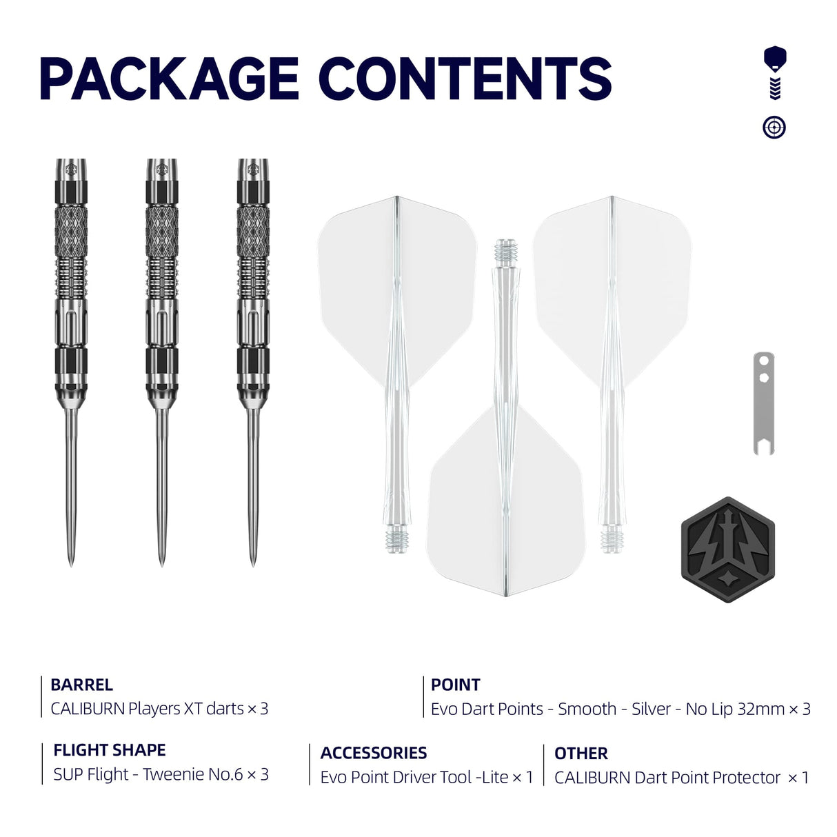 Caliburn Players Darts - Steel Tip - 90% Tungsten - XT
