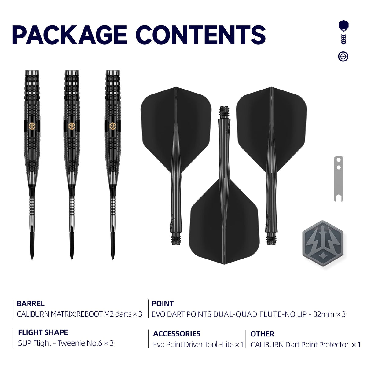 Caliburn Matrix:Reboot Darts - Steel Tip - 95% Tungsten - M2