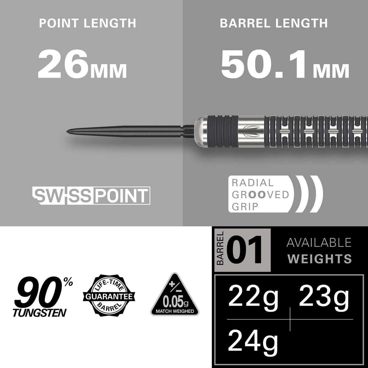 Target Chris Dobey Darts - Steel Tip - 90% Tungsten - Hollywood Action