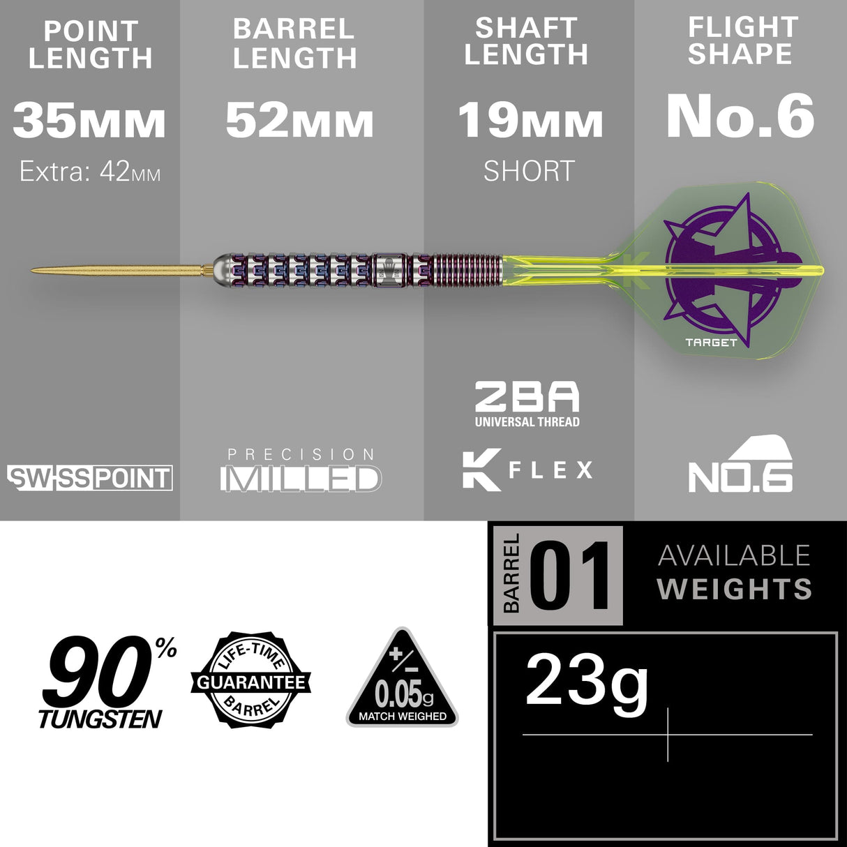 Target Luke Littler Darts - Steel Tip - 90% Tungsten - World Champion 23g