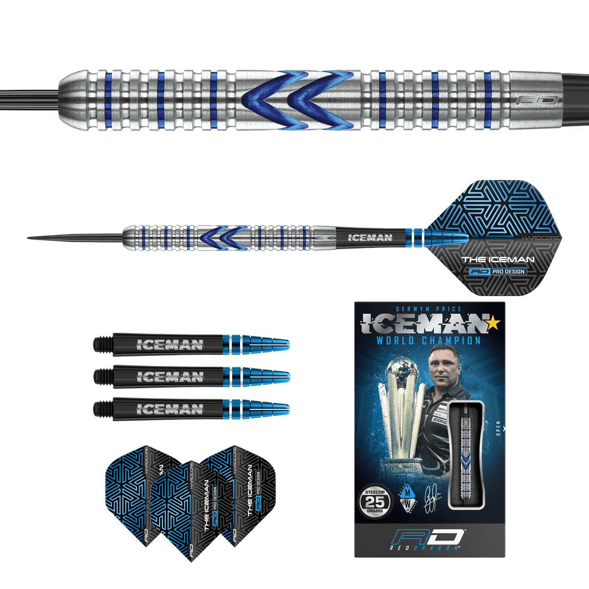 Red Dragon Gerwyn Price Darts - Steel Tip - 90% Tungsten - Midnight