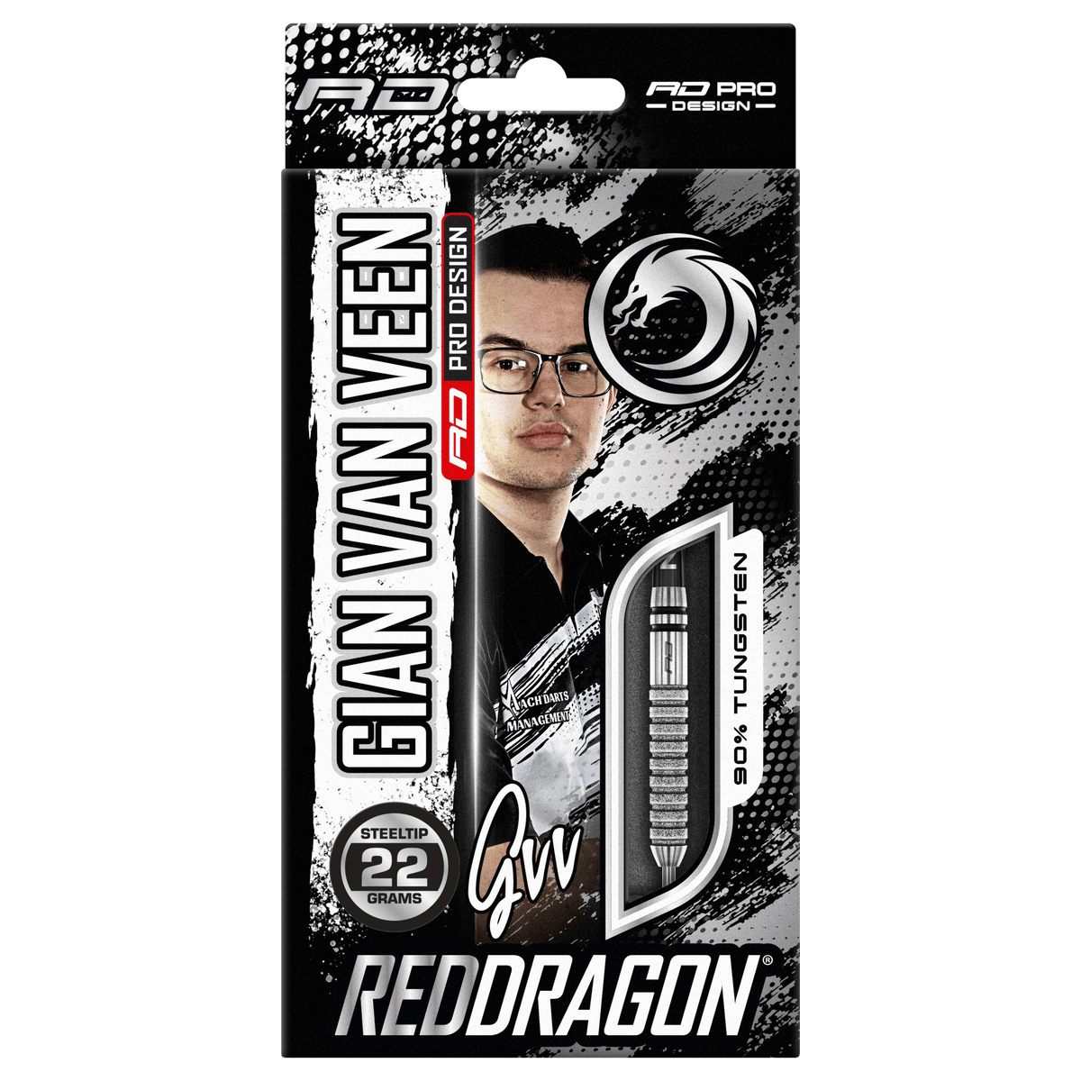 Red Dragon Gian van Veen Darts - Steel Tip - 90% Tungsten - Diamond