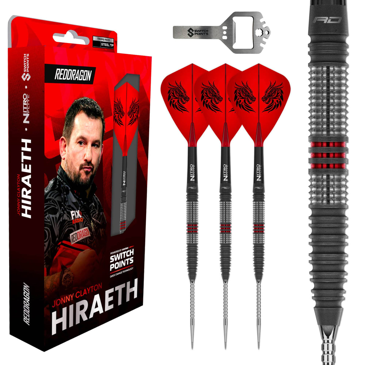 Red Dragon Jonny Clayton Switch Darts - Steel Tip - 90% Tungsten - Hiraeth