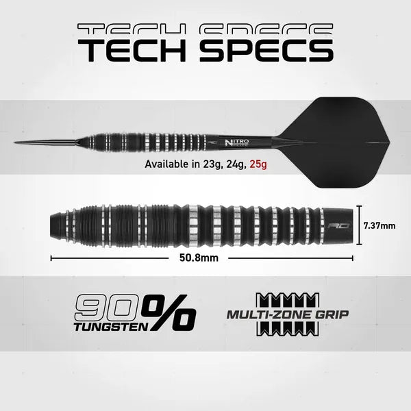 Red Dragon Sable Darts - Steel Tip - 90% Tungsten - Torpedo