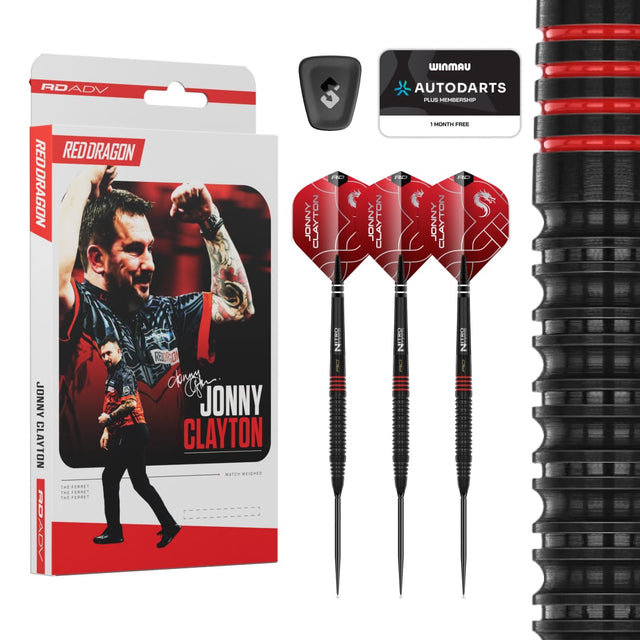 Red Dragon Jonny Clayton Darts - Steel Tip - 90% Tungsten - ADV