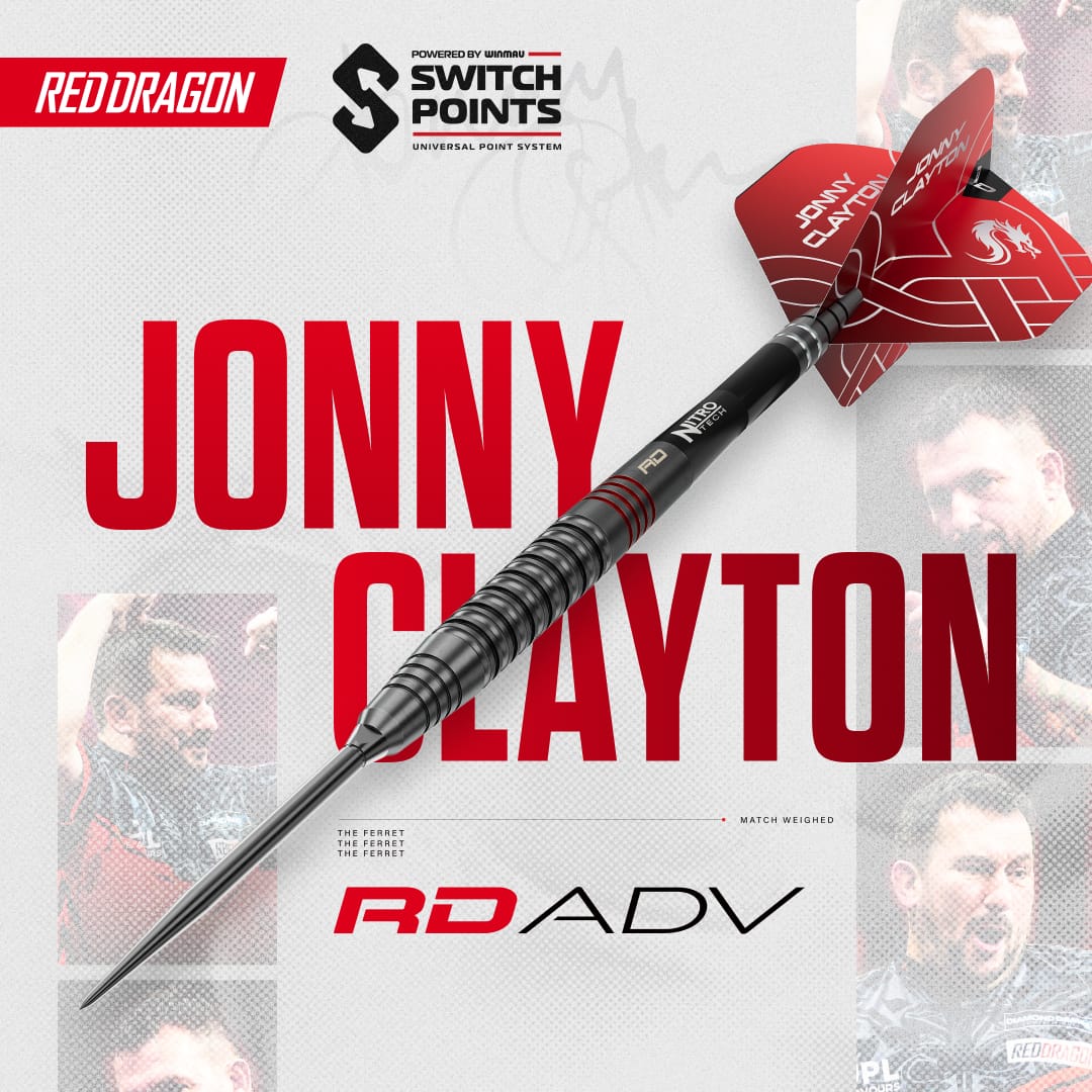 Red Dragon Jonny Clayton Darts - Steel Tip - 90% Tungsten - ADV