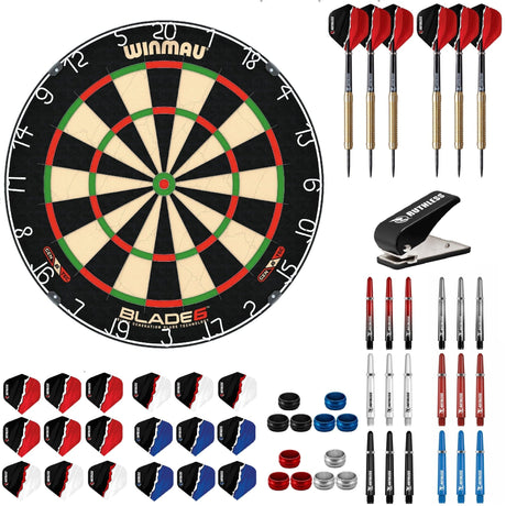 Winmau Blade 6 Starter Set - Dart Board, Darts & Accessories